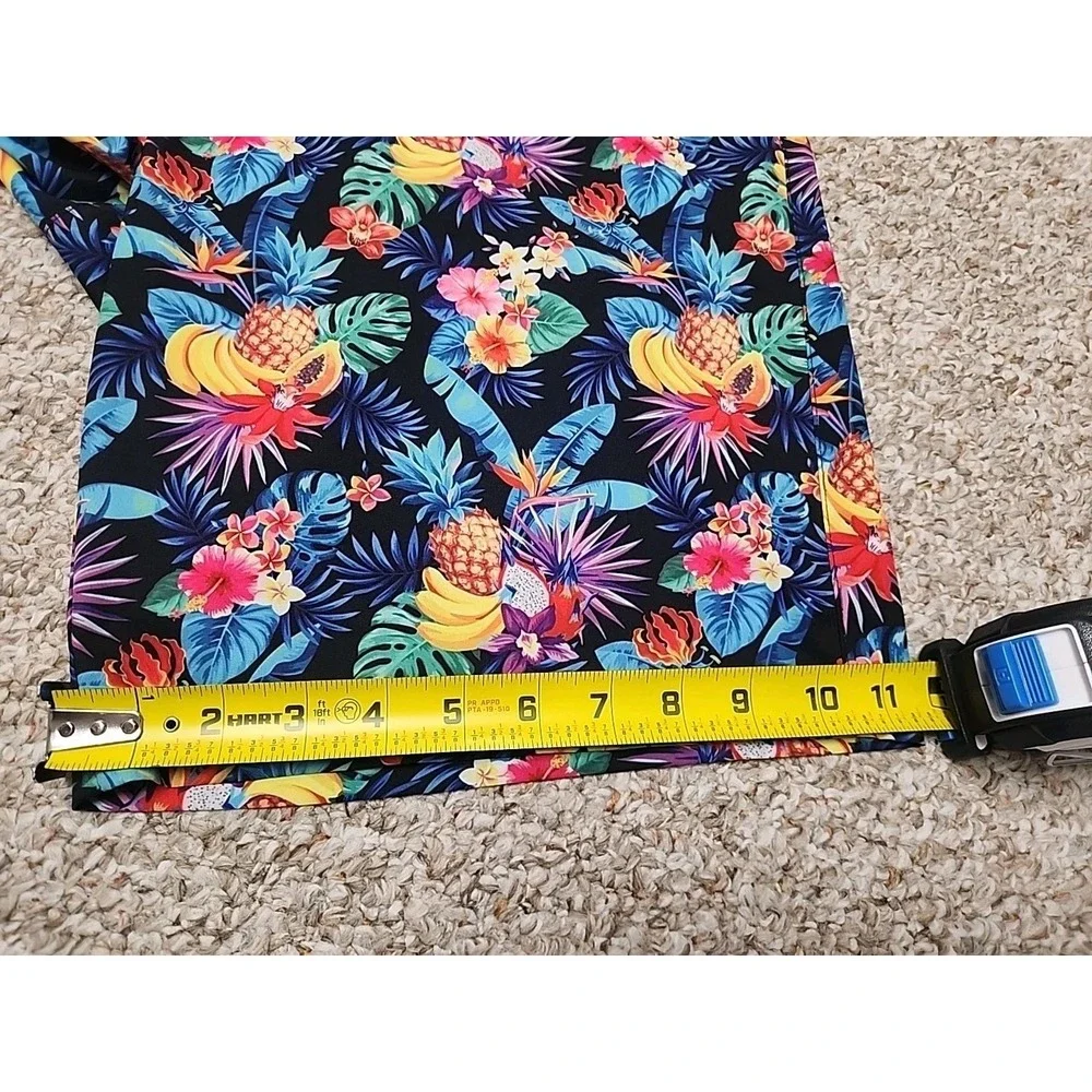 Hreski Shorts Mens 38x10‎ Black Floral Pineapple Golf Chino Abstract Colorful